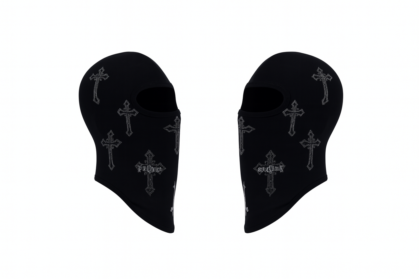 Pasamontañas negro Nova Chrome con cruces góticas estilo chrome — Nova Design