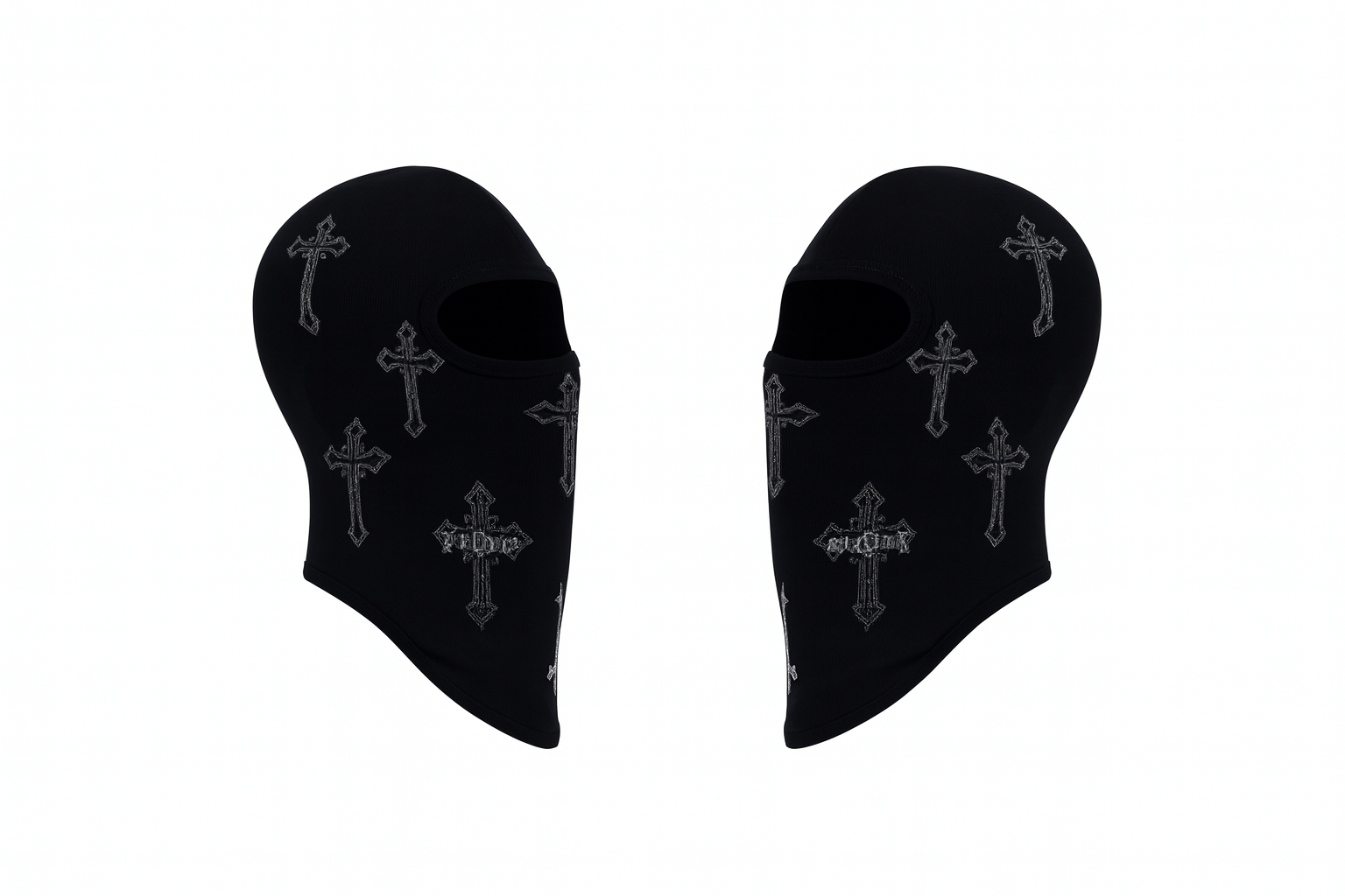 Pasamontañas negro Nova Chrome con cruces góticas estilo chrome — Nova Design