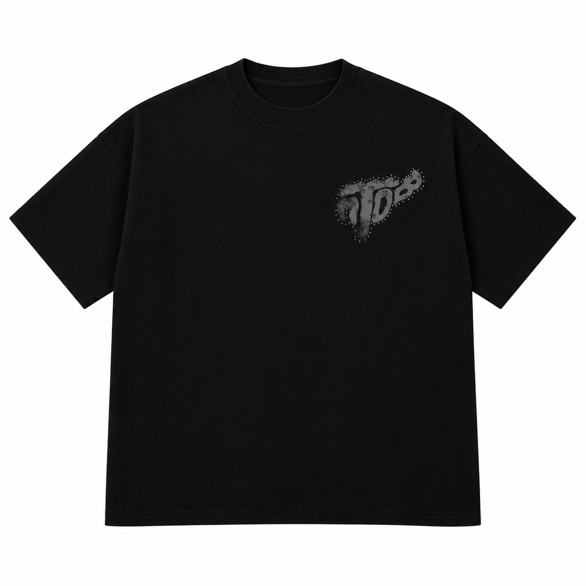Frente de playera negra TOMBO LOGO PLAYERA NEGRA OVER PREMIUM sobre fondo blanco.
