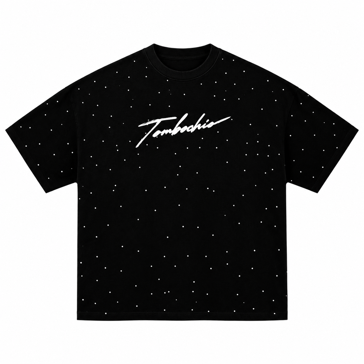 Frente de playera negra VICE CITY PLAYERA NEGRA OVER PREMIUM — FULL PEDRERIA sobre fondo blanco.