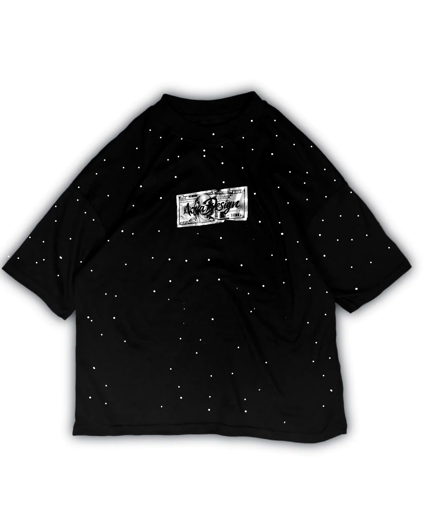 Playera oversize negra Nova Design con logo frontal minimal estilo streetwear